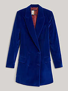robe courte moulante et ajustée en velours bleu pour femmes tommy hilfiger