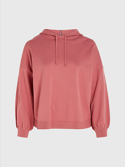pink curve soft relaxed fit hoody jumper for women tommy hilfiger