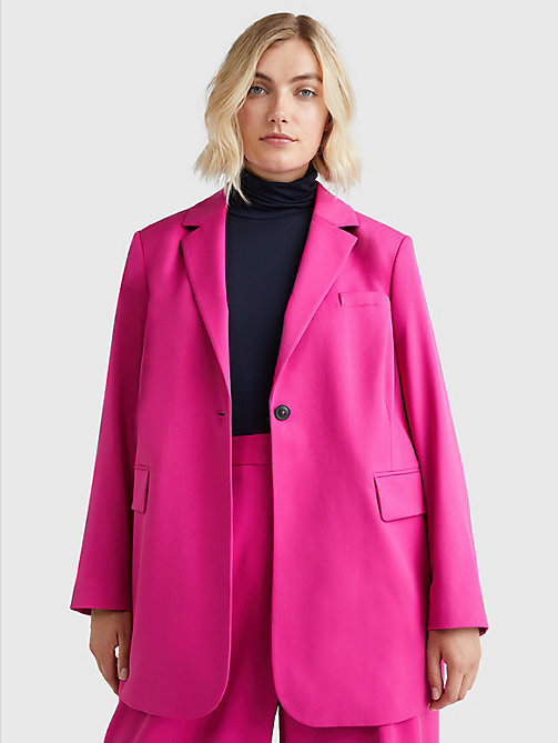 rosa curve einreihiger relaxed fit blazer für damen - tommy hilfiger