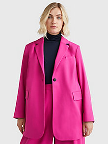 roze curve relaxed fit single-breasted blazer voor dames - tommy hilfiger