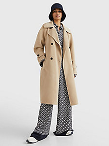 trench doppiopetto relaxed fit beige da donna tommy hilfiger