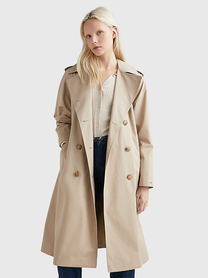beige 1985 collection trench coat for women tommy hilfiger