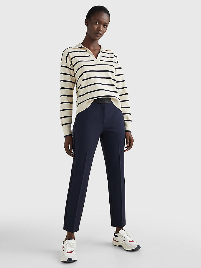 blue stripe relaxed fit polo jumper for women tommy hilfiger