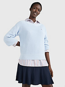 blauw relaxed fit trui met boothals voor dames - tommy hilfiger
