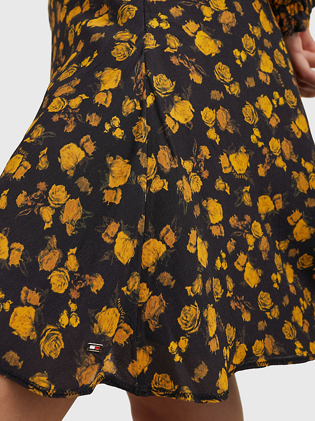 yellow flared crêpe minirok met frosted floral-print voor dames - tommy hilfiger