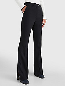 black flared leg trousers for women tommy hilfiger