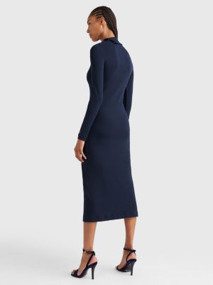 Slim fit midi-jurk met col | BLAUW | Tommy Hilfiger