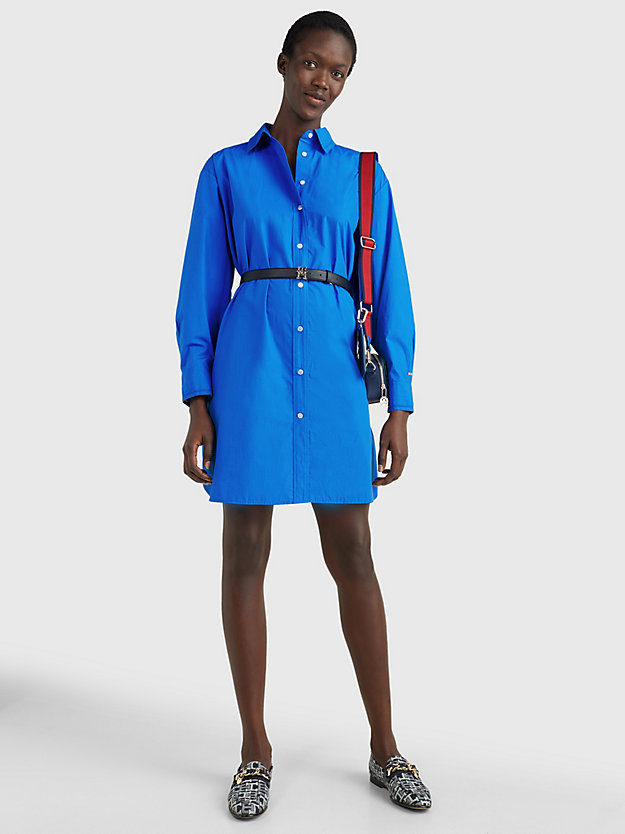 TH ELECTRIC BLUE Oversized Knee Length Shirt Dress for women TOMMY HILFIGER