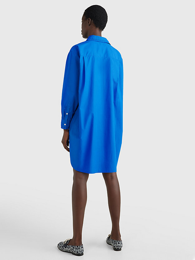 TH ELECTRIC BLUE Oversized Knee Length Shirt Dress for women TOMMY HILFIGER