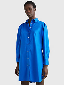 blau knielanges oversized fit hemdkleid für damen - tommy hilfiger