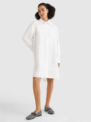 Oversized Knee Length Shirt Dress WHITE Tommy Hilfiger