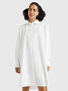 white oversized knee length shirt dress for women tommy hilfiger