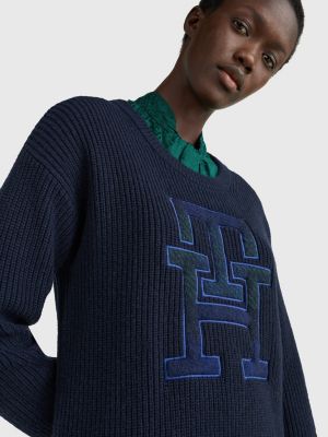 Relaxed Fit Monogram Jumper Dress BLUE Tommy Hilfiger