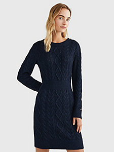 blue cable knit slim fit jumper dress for women tommy hilfiger