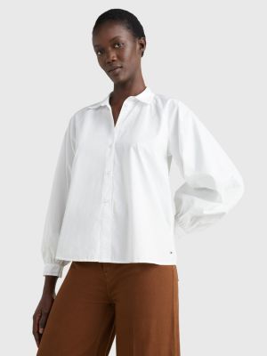 Woven Raglan Sleeve Relaxed Fit Shirt | WHITE | Tommy Hilfiger