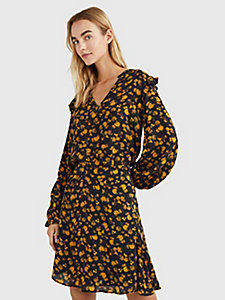 gelb regular fit bluse mit winterblumen-print für damen - tommy hilfiger