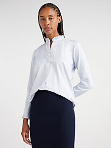 niebieski koszula o regularnym kroju z falbankami dla kobiety - tommy hilfiger