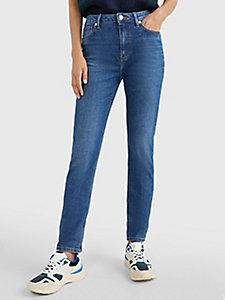 denim slim jeans mit hohem bund und fade-effekt für damen - tommy hilfiger