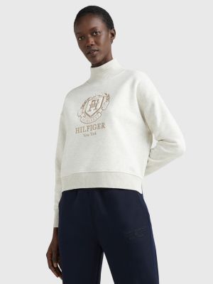 Relaxed Mock Turtleneck Sweatshirt Beige Tommy Hilfiger