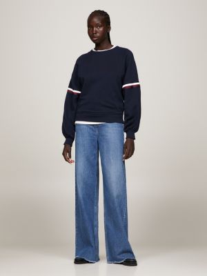 Signature Tape Boat Neck Sweatshirt BLUE Tommy Hilfiger