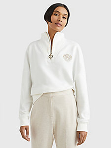 white half-zip relaxed fit sweatshirt for women tommy hilfiger