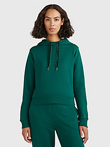 green velvet drawstring hoody for women tommy hilfiger