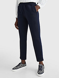 blue tapered fit trousers for women tommy hilfiger