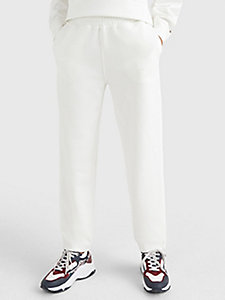 white tapered fit trousers for women tommy hilfiger