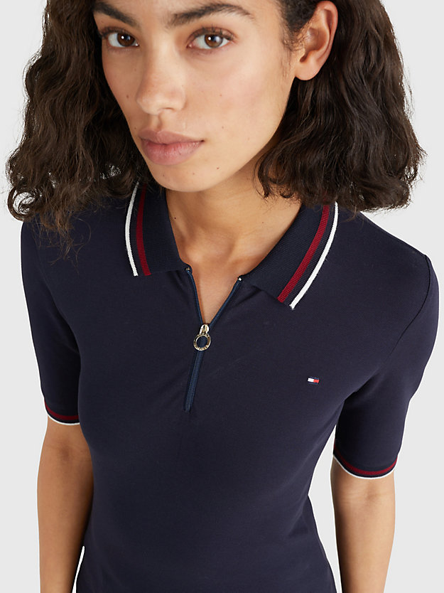 Sleeve Zip-Up Slim Fit Polo | BLUE Tommy Hilfiger