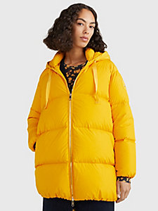 yellow relaxed fit down puffer coat for women tommy hilfiger