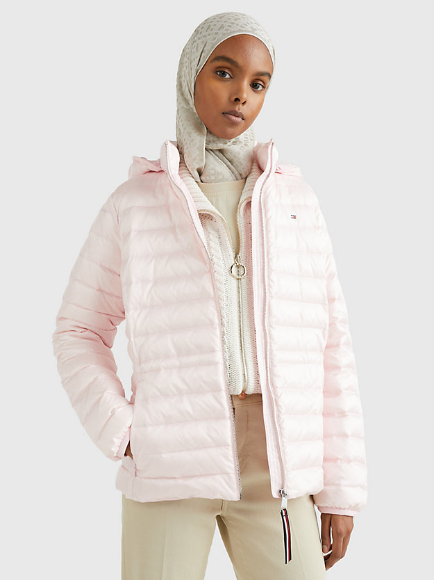 PASTEL PINK Quilted Hooded Down-Filled Jacket for women TOMMY HILFIGER