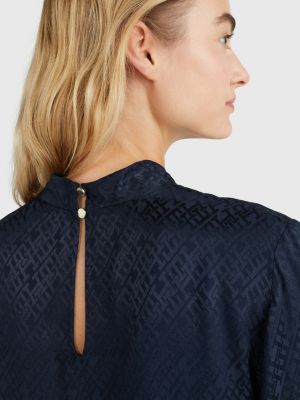 Automatisch Rekwisieten overhemd Regular fit blouse met gedraaide hals | BLAUW | Tommy Hilfiger