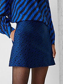 blue th monogram jacquard straight mini skirt for women tommy hilfiger