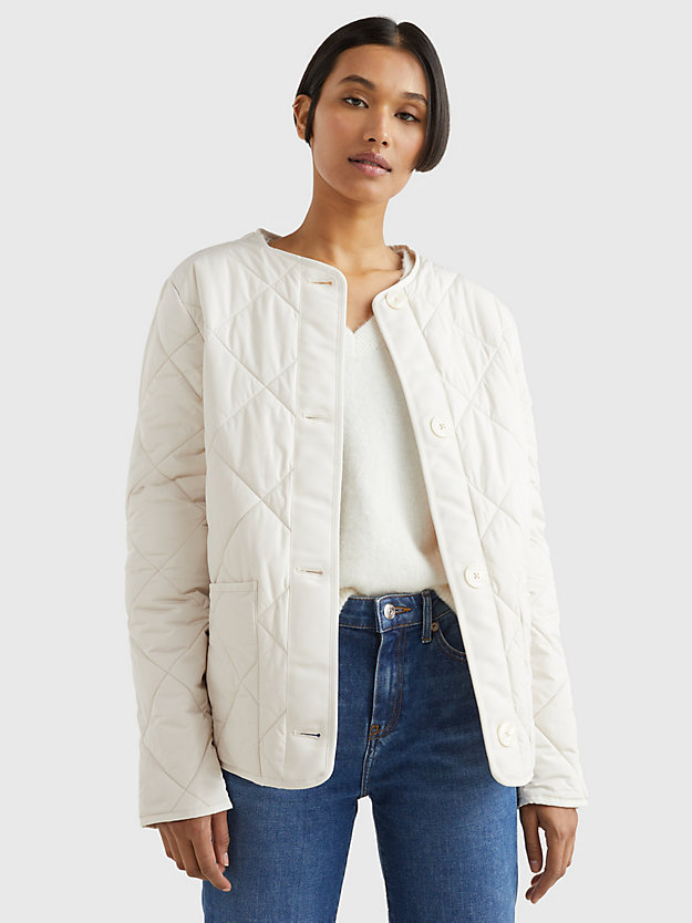 Quilted Collarless Padded Short Jacket | BEIGE | Tommy Hilfiger