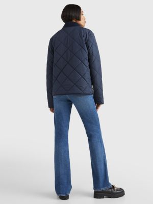 Brace Kurve Ring tilbage Quilted Collarless Padded Short Jacket | BLUE | Tommy Hilfiger