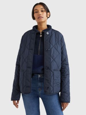 Quilted Collarless Padded Short Jacket | Tommy