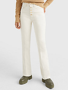 weiß bootcut jeans mit hohem bund für damen - tommy hilfiger