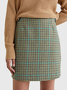 green tattersall check straight fit skirt for women tommy hilfiger