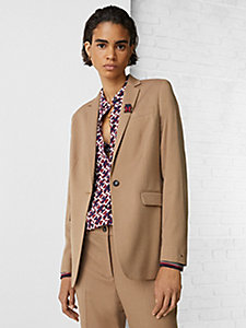 brown th monogram single-breasted blazer for women tommy hilfiger