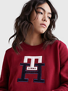 rood th monogram sweaterjurk voor dames - tommy hilfiger