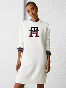 white th monogram jumper dress for women tommy hilfiger