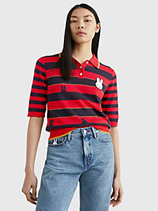 rood tommy x miffy gestreepte polotrui voor dames - tommy hilfiger