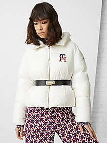 white th monogram down-filled jacket for women tommy hilfiger