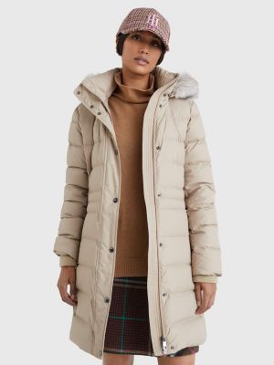 tommy hilfiger fur trim hooded down jacket