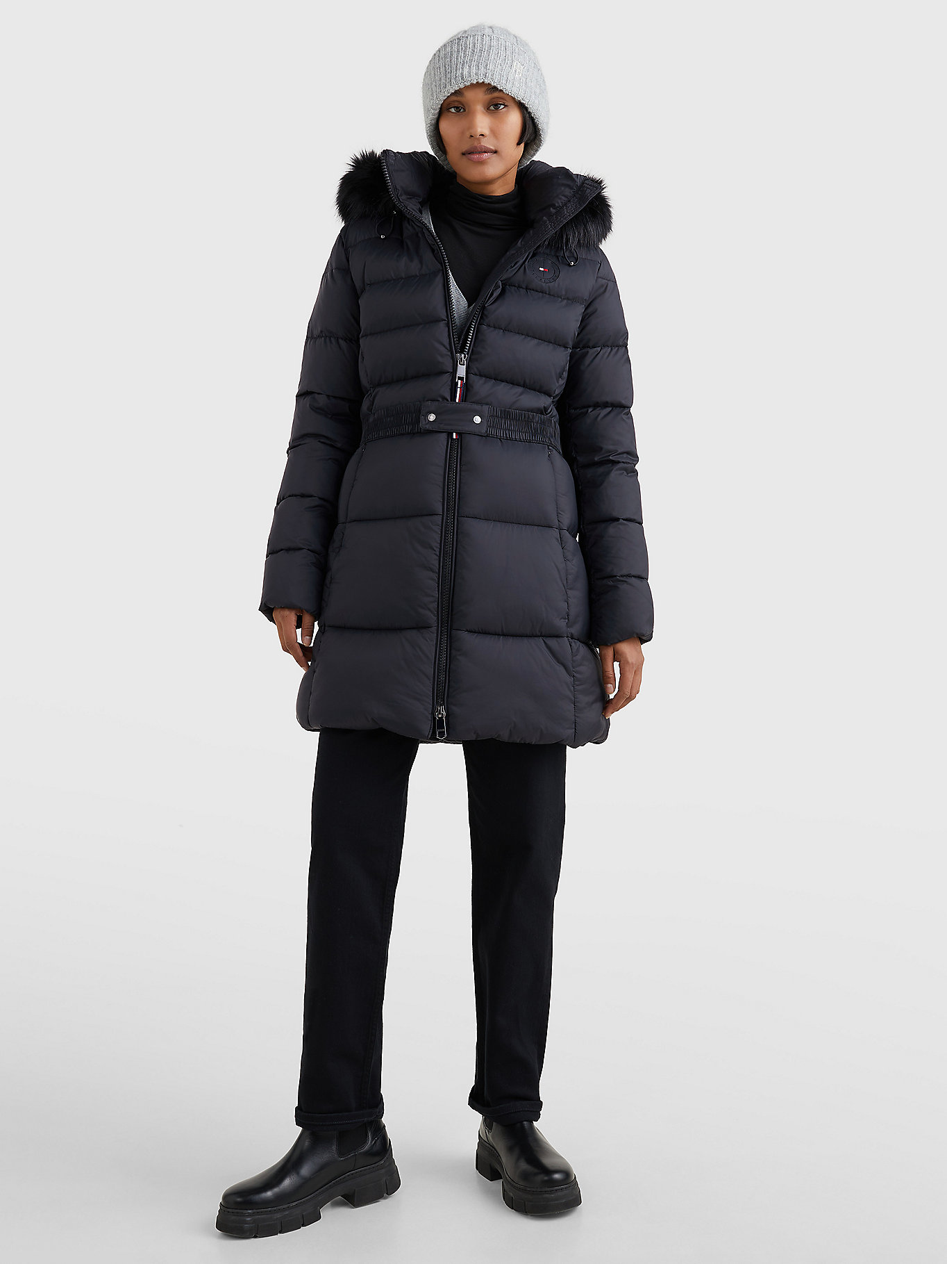 TH Protect Padded Belted Puffer Coat | BLACK | Tommy Hilfiger