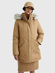 brown th protect padded parka for women tommy hilfiger