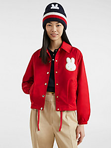 giacca tommy x miffy relaxed fit in twill rosso da donna tommy hilfiger