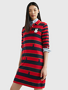 rood tommy x miffy polo-sweaterjurk voor dames - tommy hilfiger