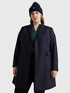 cappotto classic curve in lana blu da donna tommy hilfiger