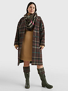 green curve check relaxed wool coat for women tommy hilfiger